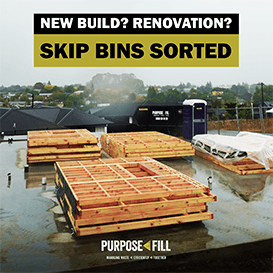 Purpose Fill Skip Bin at Akarana Timbers/Urban Homes building site